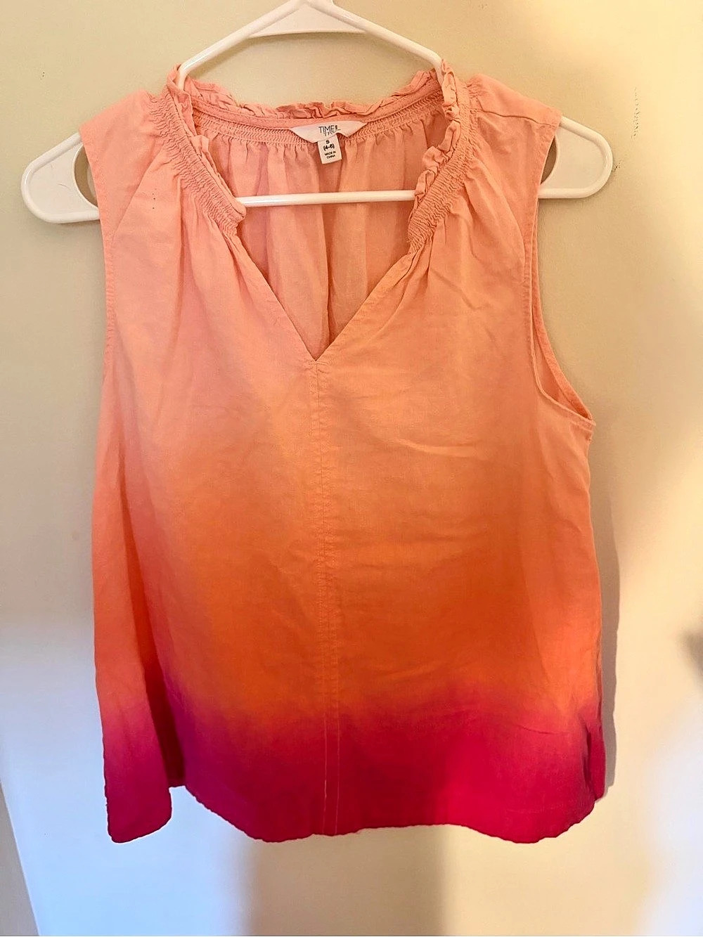 Ombre Sleeveless Blouse Pink & Orange Size Small